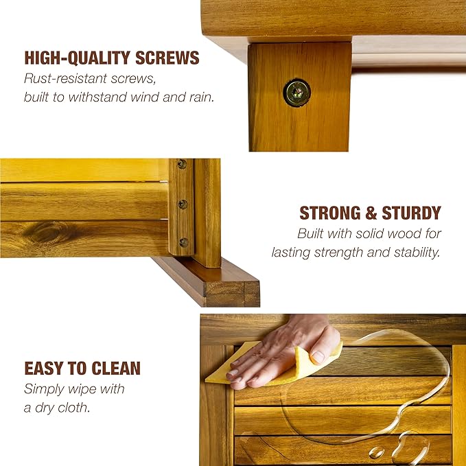Double Adirondack Table - Weatherproof Outdoor Side Table - Patio End Tables for Outside - Adirondack Side Table - Acacia Wood 2-Tier End Table for Indoor & Outdoor Use