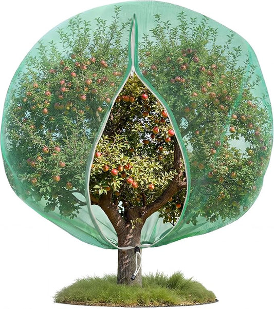 12W x 14L Ft Extra Large Fruit Tree Netting Cover with Zipper and Drawstring, Plant Protection Netting Insect Bird Barrier for Garden Cherry Trees Peach, Keep Birds Squirrels Cicadas Out