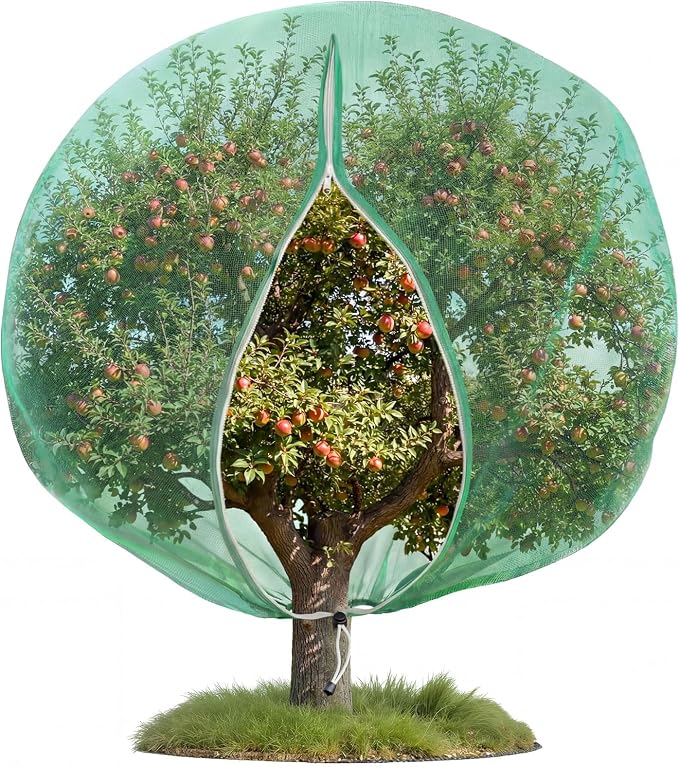 20W x 20L Ft Extra Large Fruit Tree Netting Cover with Zipper and Drawstring, Plant Protection Netting Insect Bird Barrier for Garden Cherry Trees Peach, Keep Birds Squirrels Cicadas Out