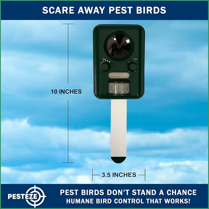 PESTEZE USA Solar Ultrasonic Animal Repellent – Detects & Deters Unwanted Skunk, Deer, Coyote, Fox, Wolf, Rabbit, Raccoon & Birds Using Motion Activation; Outdoor Pest Protection for Yards & Livestock