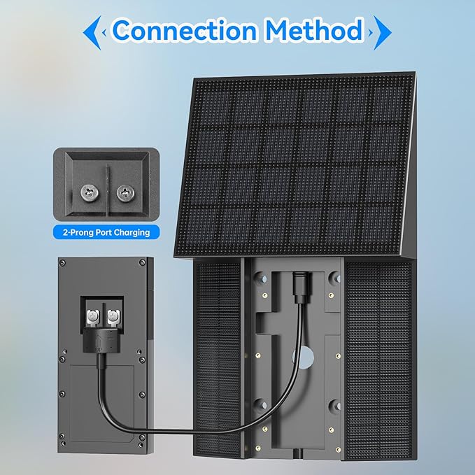 Solar Charger for Ring Battery Doorbells - Compatible with Video Doorbell 3/3 Plus/4, Battery Doorbell Plus/Pro, 2 Prong Port-1 Pack