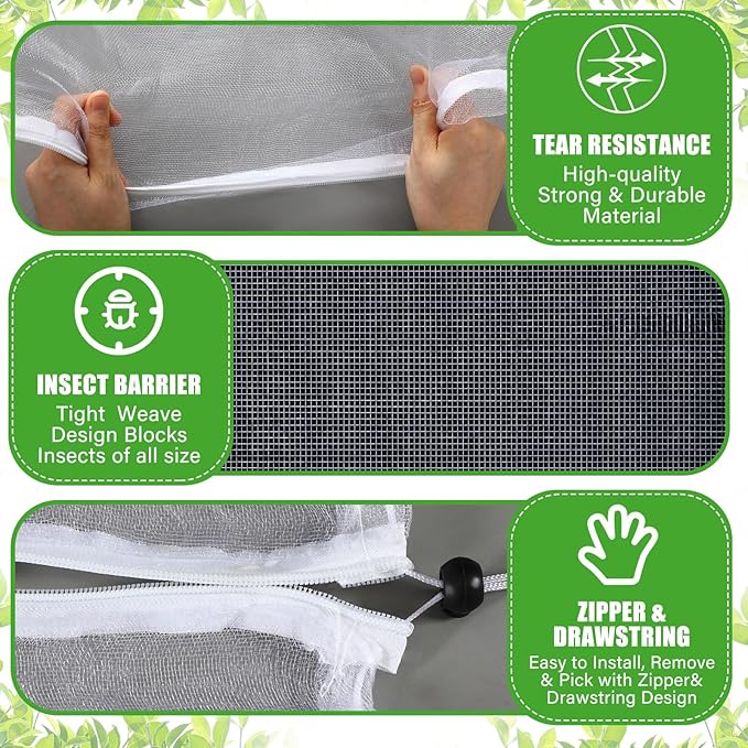 10 x 14 ft Large Fruit Tree Netting for Protecting Fruit from Squirrels Birds Bug Deer & Rat Garden Mesh Netting with Zipper and Drawstring Tree Covers for Blueberry Peach Apple Garden Bushes
