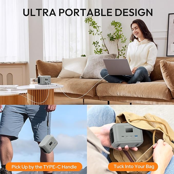 Enginstar Portable Power Station,Outdoor 96Wh LiFePO4 Battery,Solar Generator 100W Two-Way Fast Charging,Power bank for Camping, Traveling, Party and Emergencies