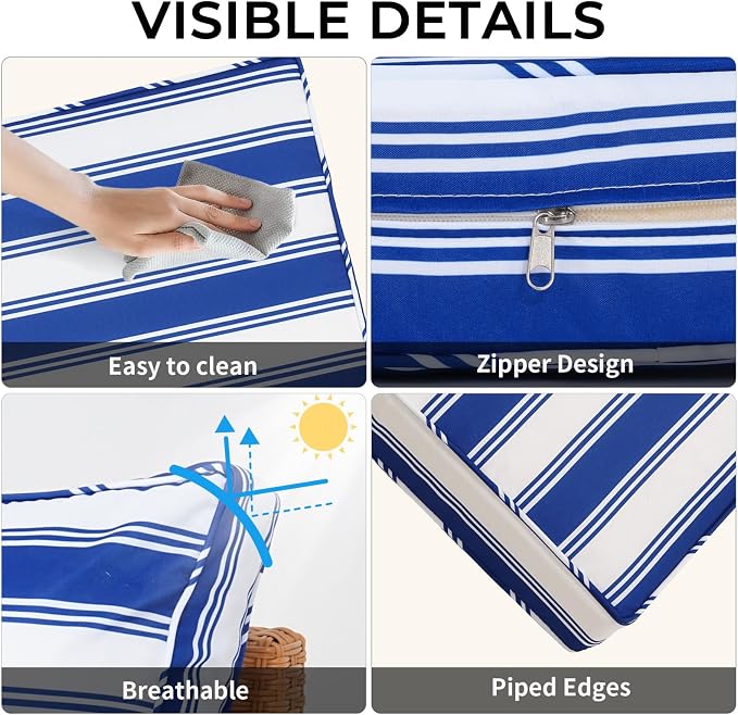 14 Piece Outdoor Patio Cushion Covers Replacement Waterproof with Zipper for 6-Seater Sectional Couch Chair Patio Furniture Conversation Sofa Seat Cushions Slipcovers Set, Only Cover