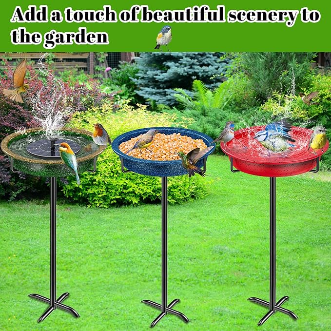 40In Metal Bird Bath for Outside, Freestanding Garden Birdbaths Bowl Bird Feeder, Detachable Decoration Spa Birdfeeder for Outdoor Garden Patio Yard Lawn (Red)