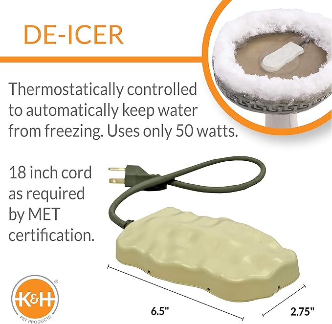 K&H Pet Products Ice Eliminator Original Birdbath Deicer Natural Original 50 Watts