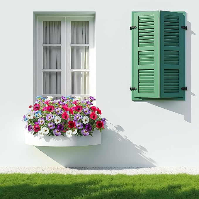 Colorful Artificial Morning Glory Flowers for Outdoor Planters, Premium UV Resistant Silk Faux Flowers for Porch, Hanging Basket & Window Box, Vibrant Garden Decor, No Pot, 13.3 Inch, 4 Bundles