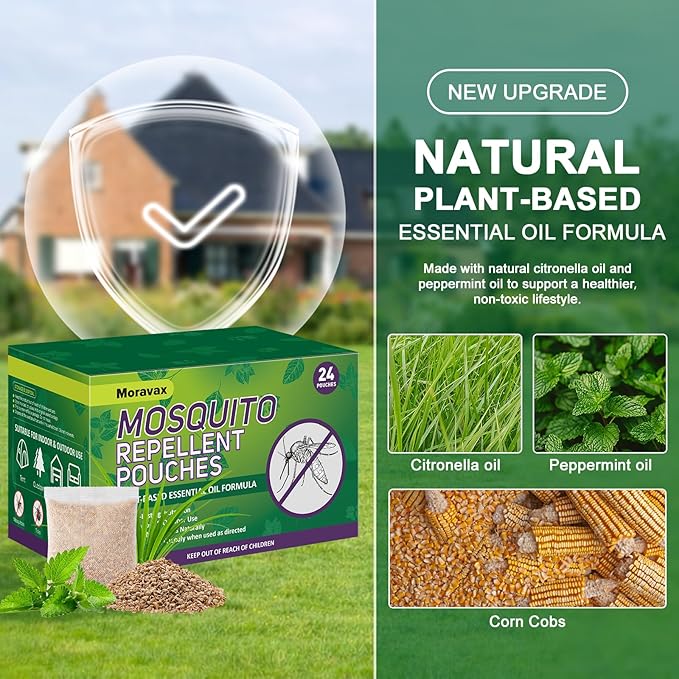 Mosquito Repellent Outdoor Patio, Natural Mosquito Repellant Indoor for Living Room, Bedroom, Patio, garages, Camping, Safe for Kids and Pets (24 Packs)