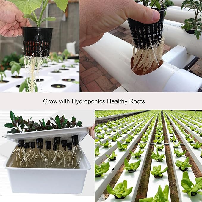 ORIMERC 4 inch Net Pots, 20 Pack Net Cups with 20 feet Self-Watering Rope&Plant Labels, for Hydroponic Aquaponics Kratky Orchid Vegetable Indoor Outdoor Growing Baskets Nursery Slotted Mesh BPA Free