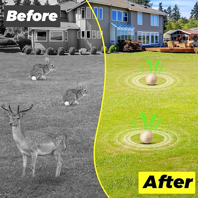 Deer & Rabbit Repellent Balls- Outdoor Animal Deterrent for Garden, Yard, Trees & Plants | Natural, Long-Lasting | Safe for Pets, Kids, Flowers & Vegetables (18PCS)