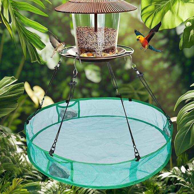 2Pcs Bird Seed Catcher for Outdoor Feeders, Bird Feeder Trays to Catch Seed, Upgraded Version Can Prevent Strong Winds. (24 inches)
