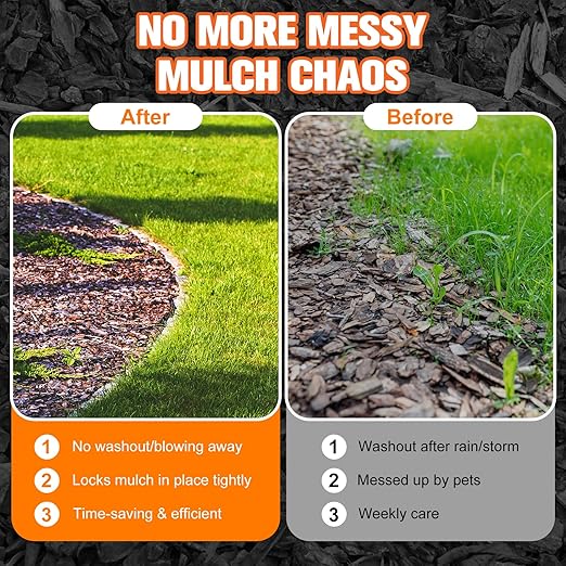 Mulch Glue, Rock Glue for Landscaping, Pea Gravel Binder 2 Gallon Max Cover, Strong Mulch Anchor, Rock Lock Landscape Adhesive for Slopes, Flower Beds, Driveway Edges, Fast Dry & Safe for Plants Pets