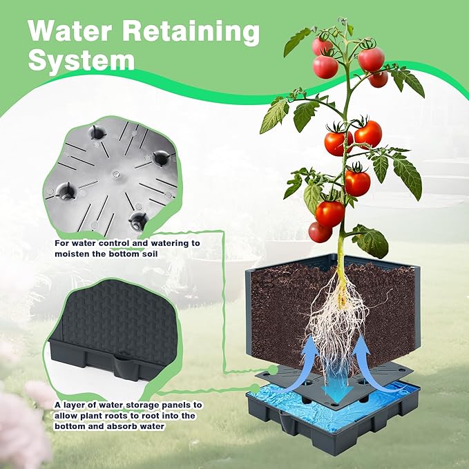 Raised Garden Bed Planter Boxes, 1 Pack 44" Self-Watering Tomato Planter with Trellis for Climbing Vegetables Plants Grape Fruit Flowers,Use for Indoor Outdoor Garden Patio