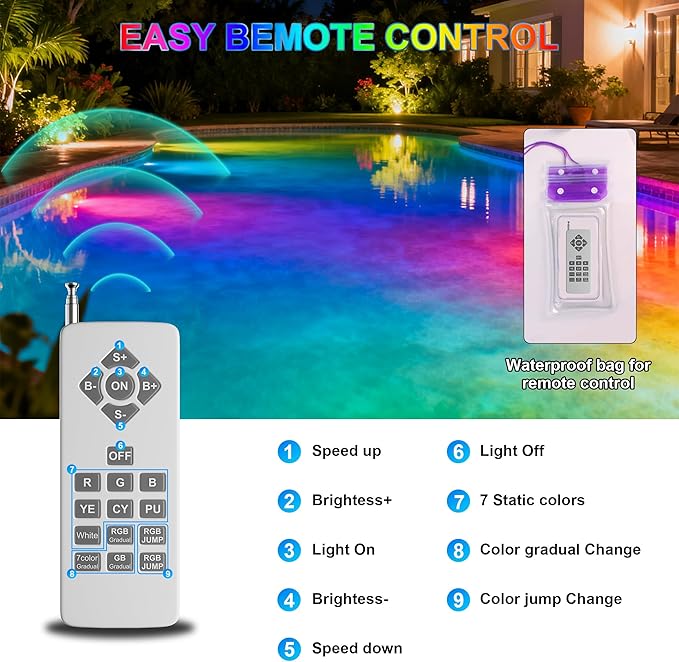 LED Pool Light Bulb for Inground Pools – RGBW 70W Swimming LED Pool Lights, 12 Color Modes, Adjustable Brightness & Speed, Remote Control, Energy Efficient, E26 Base