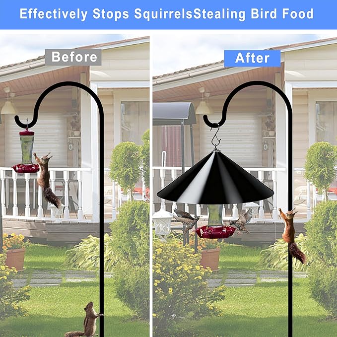 Squirrel Baffle for Bird Feeder Pole - 19 Inch for Protects Hanging Feeders (1 Pack, Black)