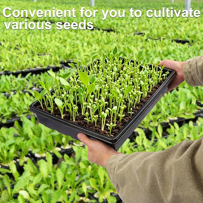 14 Pack Seed Starter Trays 15.3 x 11.4 inches Microgreens Growing Trays with Bottom for Germination, Hydroponic & Sprouting Plant Trays for Garden, Wheatgrass