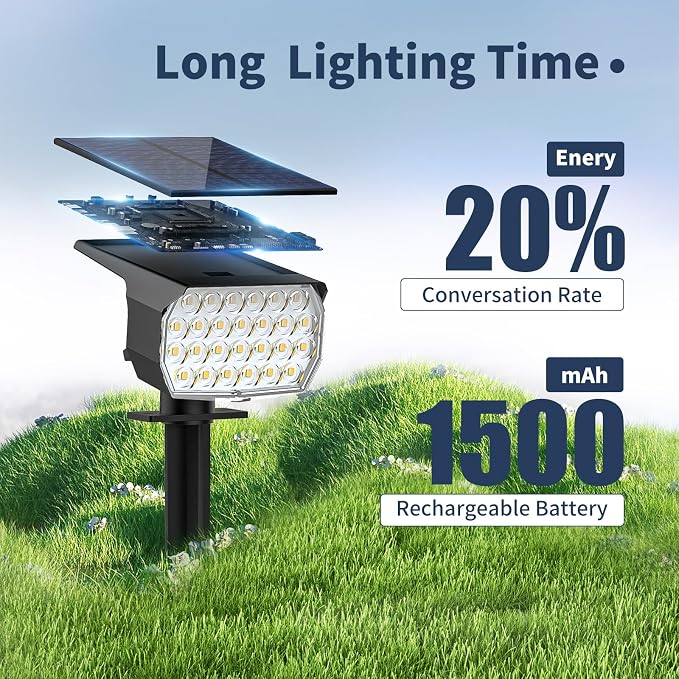 Solar Spot Lights Outdoor 6 Pack, [52 LED/ 6 Lighting Modes] Solar Lights Outdoor Waterproof IP65 Dusk to Dawn Solar Powered Landscape Spotlights for Outside Yard Garden Pathway Lawn