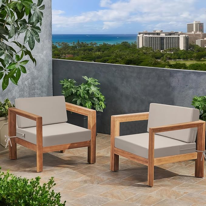idee-home Outdoor Chair Cushions for Patio Furniture, Outdoor Seat Cushion | Waterproof Couch Hampton Bay Deep Seat Replacement Chair Cushions for Garden Backyard Deck 26.5 x 26.5