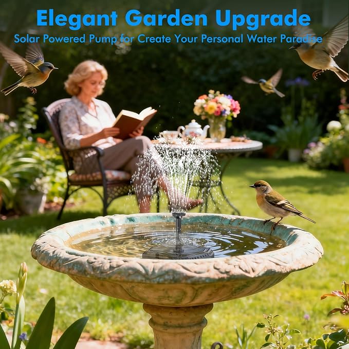 Biling 4W Solar Pond Filter and Fountain Pump Kit, Solar Water Pump for Bird Bath with Filter Box, Multiple Nozzles & PVC Tubing for DIY Water Features, Fish Tank and Small Ponds