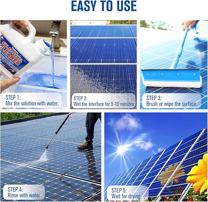 Teexpert Solar Panel Cleaner (1Gallon Makes 600 Gallons), Ultra Concentrated Glass & Solar Panel Cleaning, Streak-Free Quick Dry Remove Dirt, Dust, Droppings, Oils, Fingerprints & Water Spots