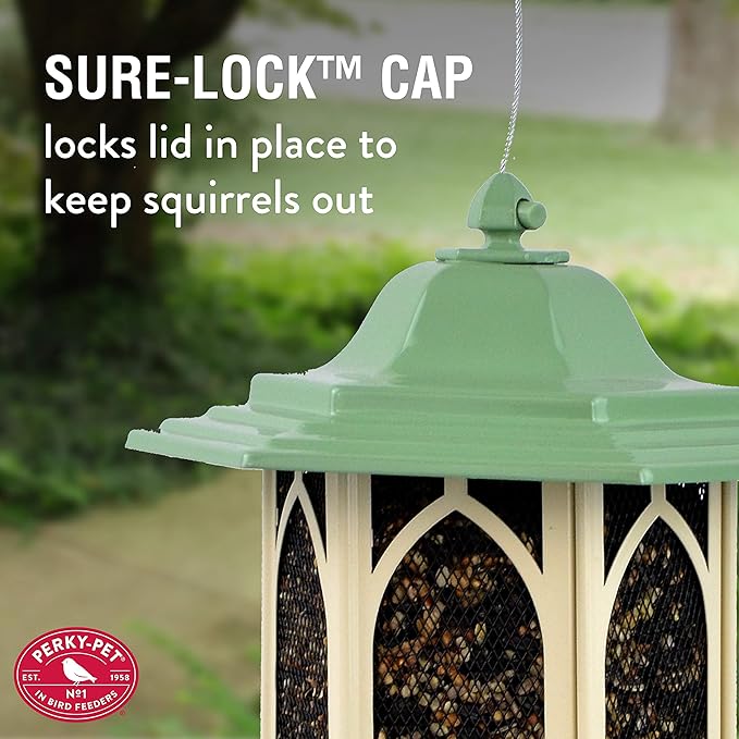Perky-Pet Pistachio Gazebo Feeder - Wild Bird Feeder - GAZ01, Pistachio - Holds up to 3.5 lb Seeds - Easy to Fill, Easy to Clean, Rust Resistant Finish