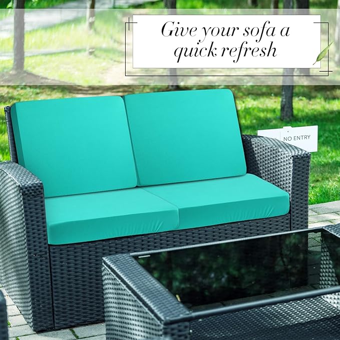 Newwiee 8 Pcs Stretch Patio Outdoor Cushion Covers Replacement for 4 Backrests and 4 Patio Cushions Covers, Waterproof Couch Sofa Slipcover Furniture Protector, Thin Fabric Breathable (Fruit Green)