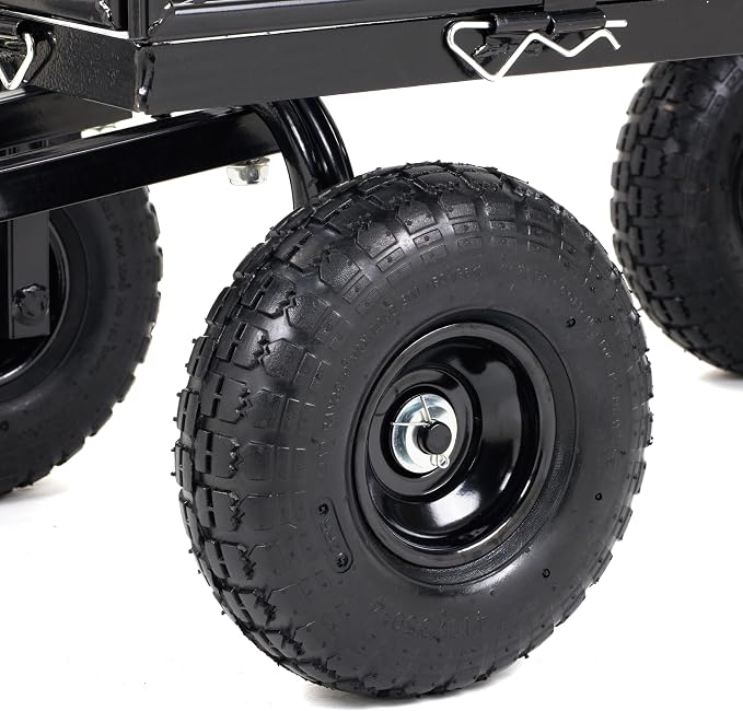 Finnhomy Heavy Duty 1000 Lbs Capacity Mesh Steel Garden Cart, Pullable Garden Wagons Carts on Wheels, Folding Utility Wagon with Removable Sides for Outdoor, Yard, Lawn, Black