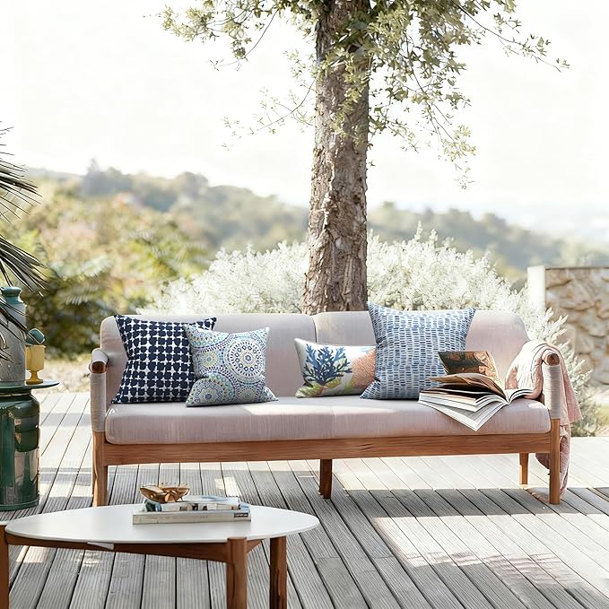 LVTXIII 2 Pack Outdoor Pillow Covers ONLY 18x18 Inch, Water-Repellent Square Decorative Cushion Covers for Patio Furniture, Garden, Sofa, Tie-dye Navy