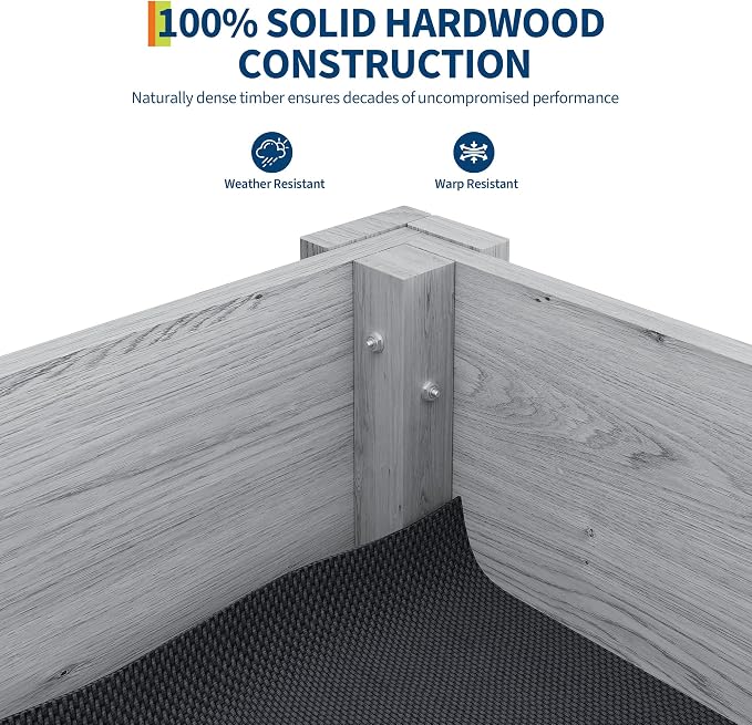72x 23x30IN Raised Garden Bed Outdoors with High Legs & Hooks, Non-Woven Liner, Elevated Wooden Large Planter Box for Backyard, Patio, Balcony w/Divider Panel, 6 Legs, 300lb Capacity