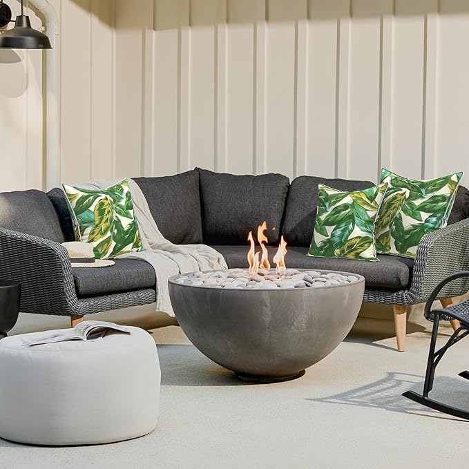 LVTXIII Outdoor Throw Pillows 18x18 Patio Waterproof Square Pillows with Piping Fade Resistant Accent Pillow for Spring Summer Garden Decoration, Set of 2, Lush Leaf Jungle