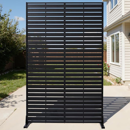 Privacy Screen Outdoor 72" Freestanding Privacy Panel with Stand, HDPE Decorative Privacy Fence with Louver Pattern, Patio Divider Screen, Privacy Screens for Outside,Balcony