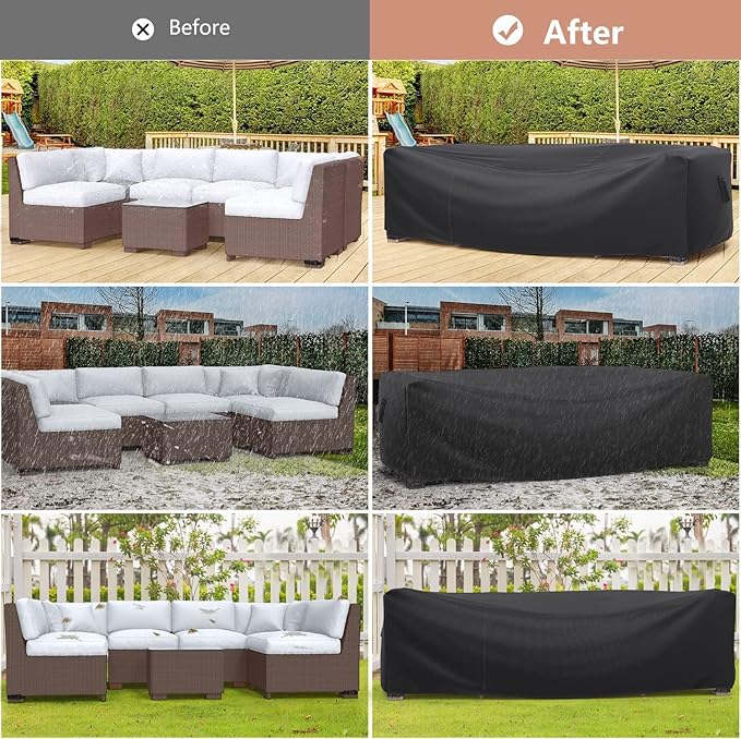 Mrrihand Patio Furniture Set Cover Waterproof, Outdoor Sectional Sofa Set Cover Heavy Duty 600D Table and Chair Set Cover 62" L× 42" W× 28" H