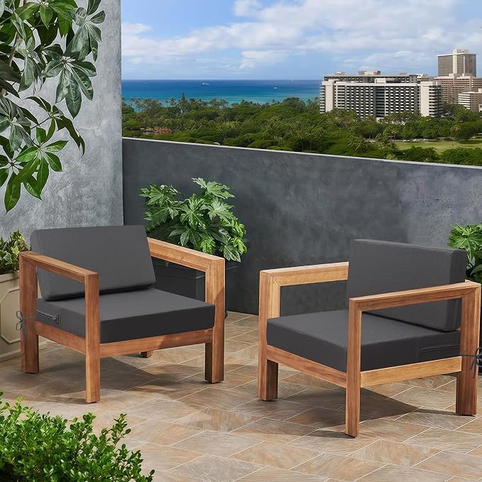 idee-home Outdoor Chair Cushions for Patio Furniture, Outdoor Seat Cushion | Waterproof Couch Hampton Bay Deep Seat Replacement Chair Cushions for Garden Backyard Deck 26.5 x 26.5