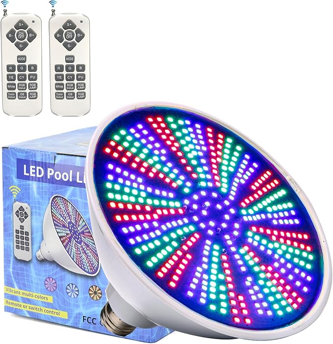 12V 50W LED Color Changing Pool Lights for Inground Pool, Swimming Pool Light Bulb with Remote, E26 Replacement Underwater Pool Lighting for Pentair and Hayward Light Fixtures, 1 Pack