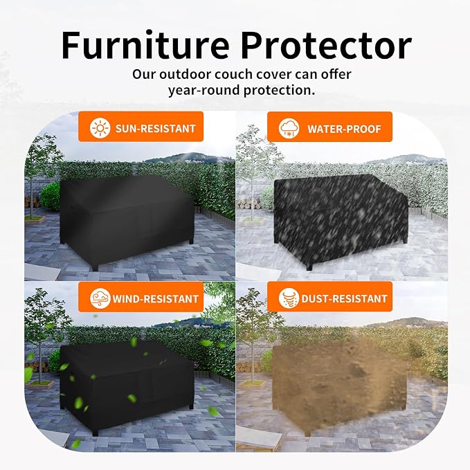 Easy-Going Heavy Duty Outdoor Bench Couch Cover, Waterproof Windproof Patio Furniture Sofa Cover with Air Vent (70Wx38Dx35H inch, Black)