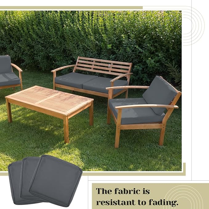 Mindsoft 8 Pcs 22"x20" Patio Cushion Covers Outdoor Cushion Covers Replacement High UV Resistant Anti Slip Waterproof Patio Chair Seat Slipcovers for Outdoor Furniture(Dark Gray)