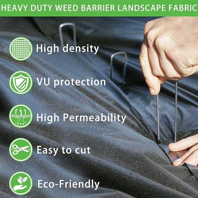 5ft x300ft Pro Black Weed Barrier, 6oz Premium Landscape Fabric-Heavy Duty Woven Ground Cloth with Superior Permeability Weed Control Convenient Design