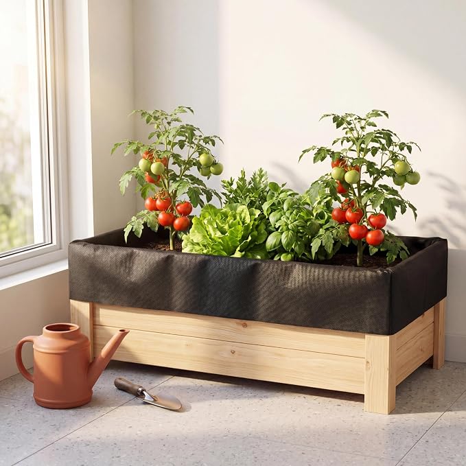 3PCS 64" X 114" Raised Garden Bed Liner, Planter Box Liner with Glove, Non Woven Fabric Flower Bed Liner for Large Veg Trough, Keeps Soil Contained and Water Drained for Outdoor Planter