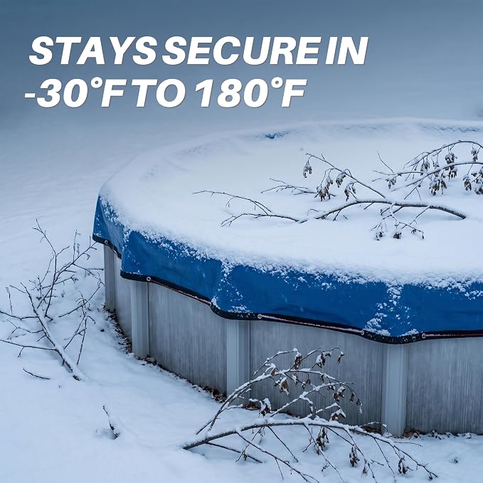 [Ultra-Thick] 24FT Pool Cover for Above Ground Pools, Easy Install Remove | [Upgrade] 195GSM Extra 4FT Overlap 17x17 Mesh, Heavy-Duty Winch, 500D Oxford UV & Tear Resistant,Reinforce Edge