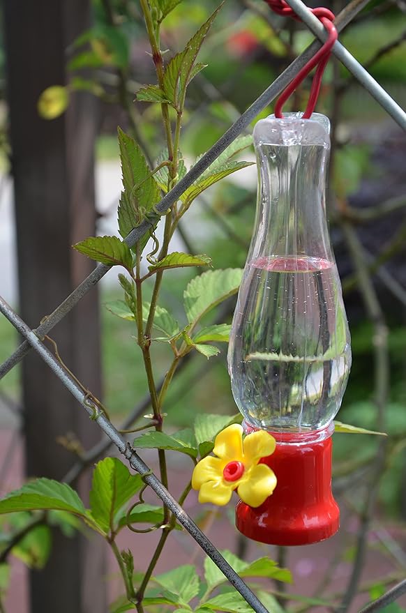 Mini Hummingbird Feeder 4 Pack 2.3oz Small Nectar Plastic Red Cute Hummingbird Feeders with Hanging Wires for Outdoor (Tulip Tube)