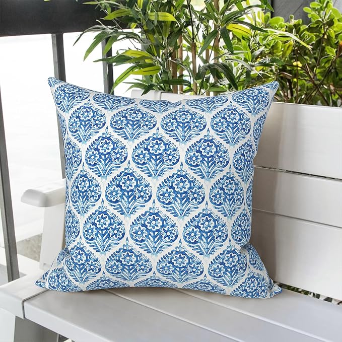LVTXIII Outdoor Pillow Covers 20x20 Inch, 2 Pack Large Square Throw Pillow Cases, Fade-Resistant Cushion Covers for Patio Furniture Sofa, Garden Porch, Celadon Geometric