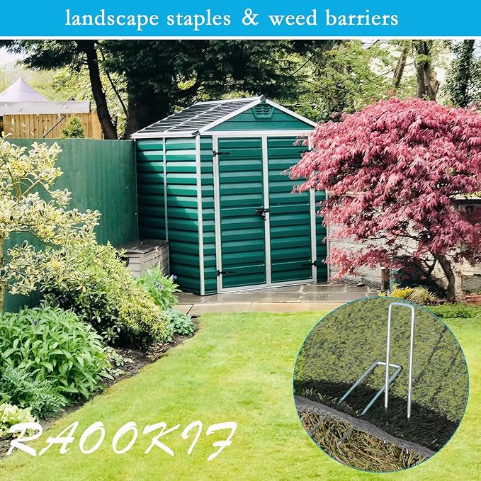 RAOOKIF 12 Inch Galvanized Garden Landscape Staples, 200Pcs Garden Metal Stakes, 11 Gauge Heavy Duty Ground Stakes for Decoration, Fence, Lawn, Fabric Pins
