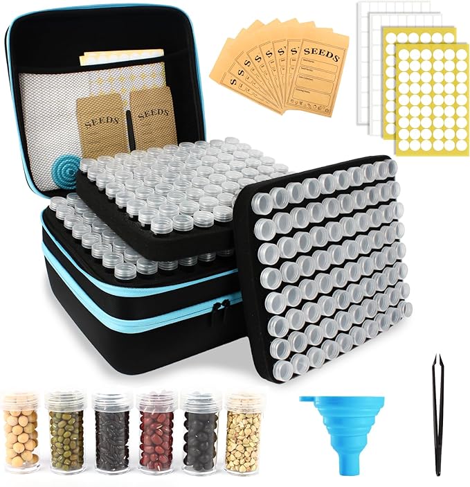 240 Slots Seed Storage Organizer with 30 Envelopes Portable Sturdy Seeds Container Box Airtight Garden Seed Saver Saving Kit (large-240 Slots)