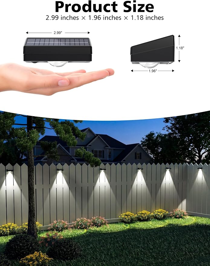 VOLISUN Solar Fence Lights with Remote Control, Fence Lights Solar Powered, IP65 Waterproof LED, RGB Color Changing Solar Light for Fence, Yard, Wall, Backyard (16 Pack,Black)