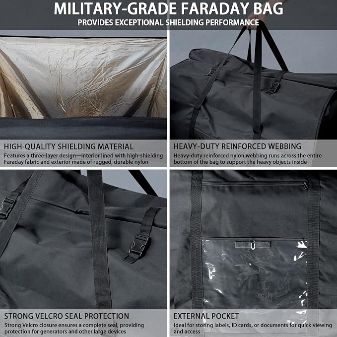 JXE JXO Faraday Bag for Generators and Large Electronics, Extra-Large Military-Grade Faraday Bag for Digital Forensics, Protect Electronics from Damage, Privacy Security, Anti-Hacking, Anti-Spying