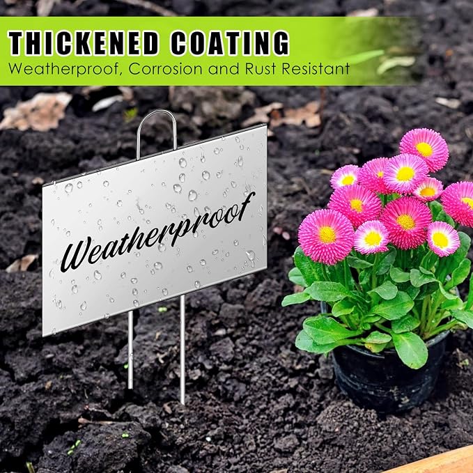 Landhoow 30 Pcs Large Garden Plant Markers Metal Plant Labels Sign 4'' x 6'' with 11'' Stake Weatherproof Waterproof Garden Sign for Outdoor Tree Seedlings Herbs Vegetable Greenhouse, Silver