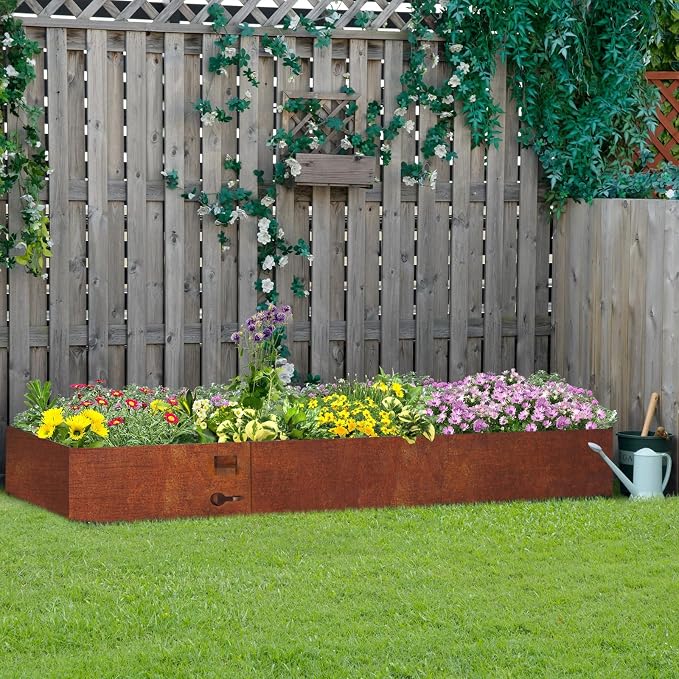 41" L X 7.9" H Corten Steel Landscape Edging, Metal Lawn Edging,6 Pack | Metal Landscape Edging Border,Hammer-in,No Dig,For Landscaping, Garden Lawn, Pathway, Yard