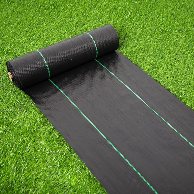 EXTRAEASY Garden Weed Barrier Landscape Fabric,Weed Block Fabric Heavy Duty 3.2OZ,Woven Mulch for Landscaping Ground Cover Weed Control Fabric, Black Garden Bed Liner (1.4ft x 150ft)