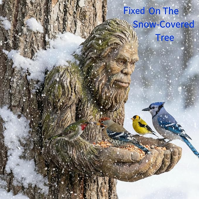 Bigfoot Bird Feeder Sasquatch Sculpture Garden Decor Tree Hugger Outdoor Statue Yard Art Wildlife Feeder Unique Gift Resin