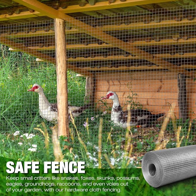 Tatuo Hardware Cloth 1/2 Inch 72in x 50ft Hot Dip Galvanized After Welded Cage Mesh Rolls 21 Gauge Metal Chicken Wire Roll Wire Fencing Poultry Netting for Raised Garden Rodent Animals